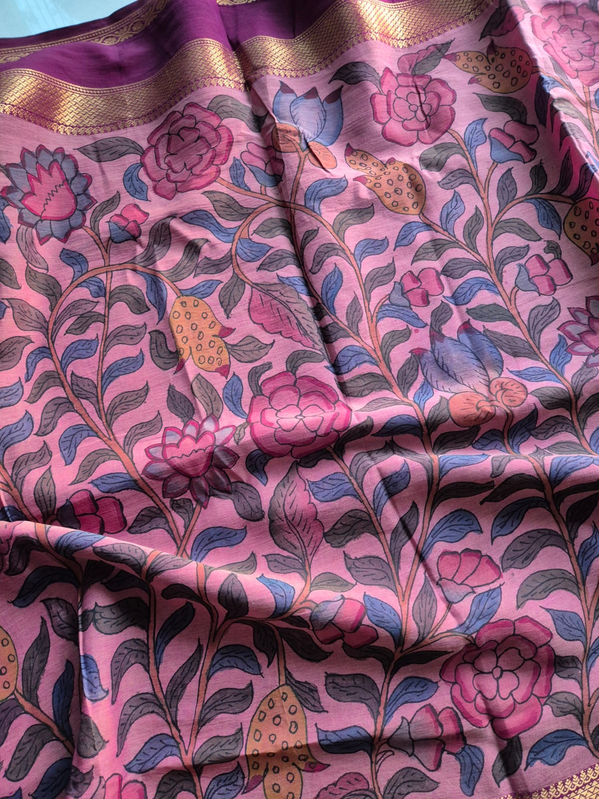 Pushpakatha Cotton Kalamkari Saree