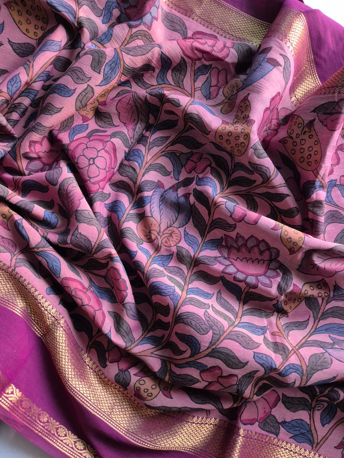 Pushpakatha Cotton Kalamkari Saree
