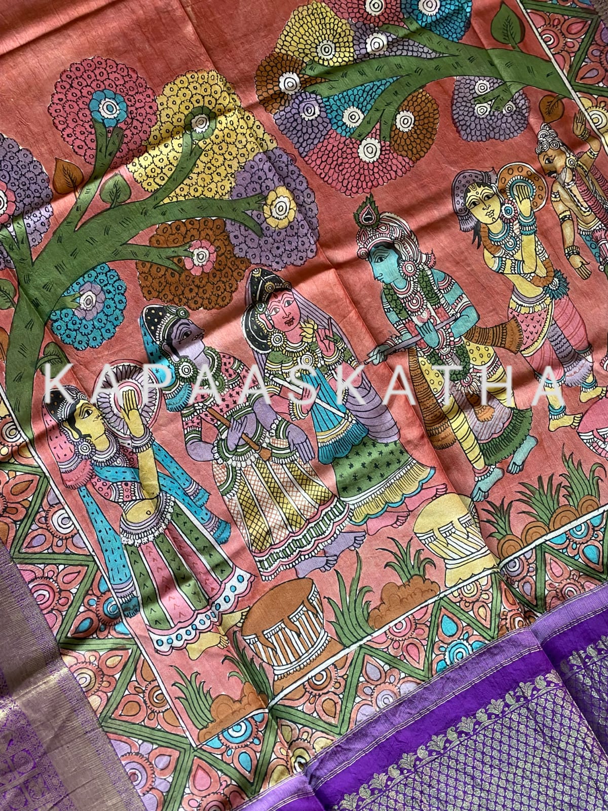 radha-krishna-kanjeevaram-silk-kalamkari-dupatta-holi