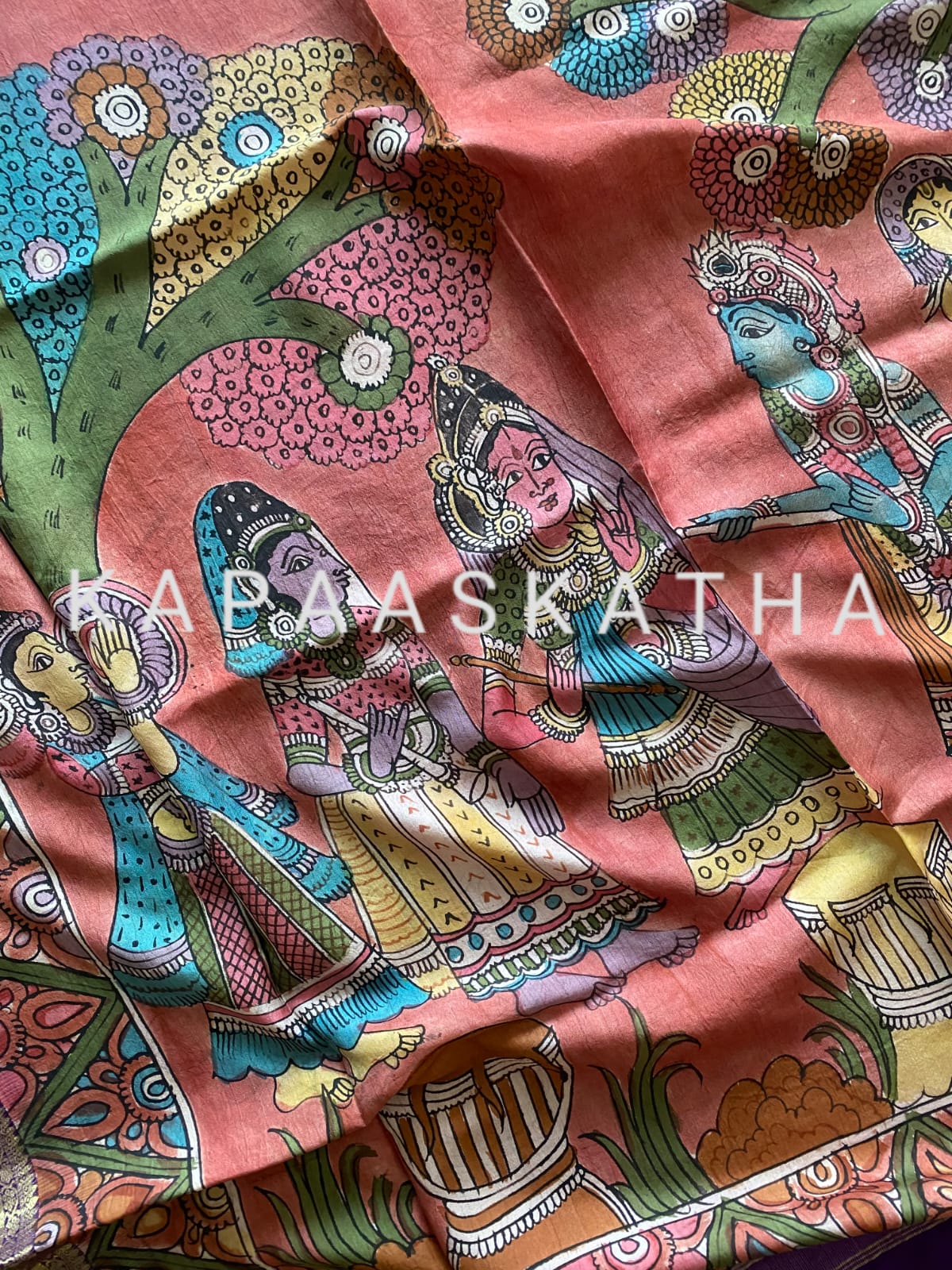 radha-krishna-kanjeevaram-silk-kalamkari-dupatta-holi