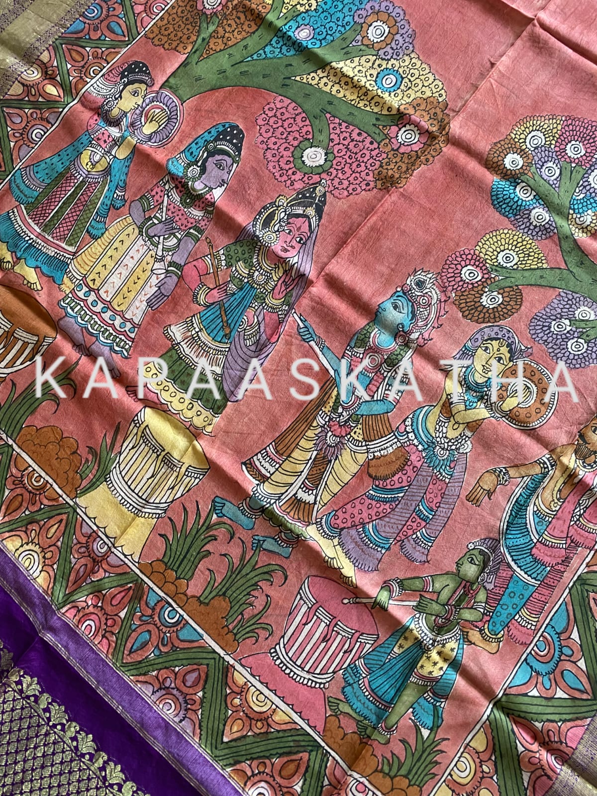 radha-krishna-kanjeevaram-silk-kalamkari-dupatta-holi