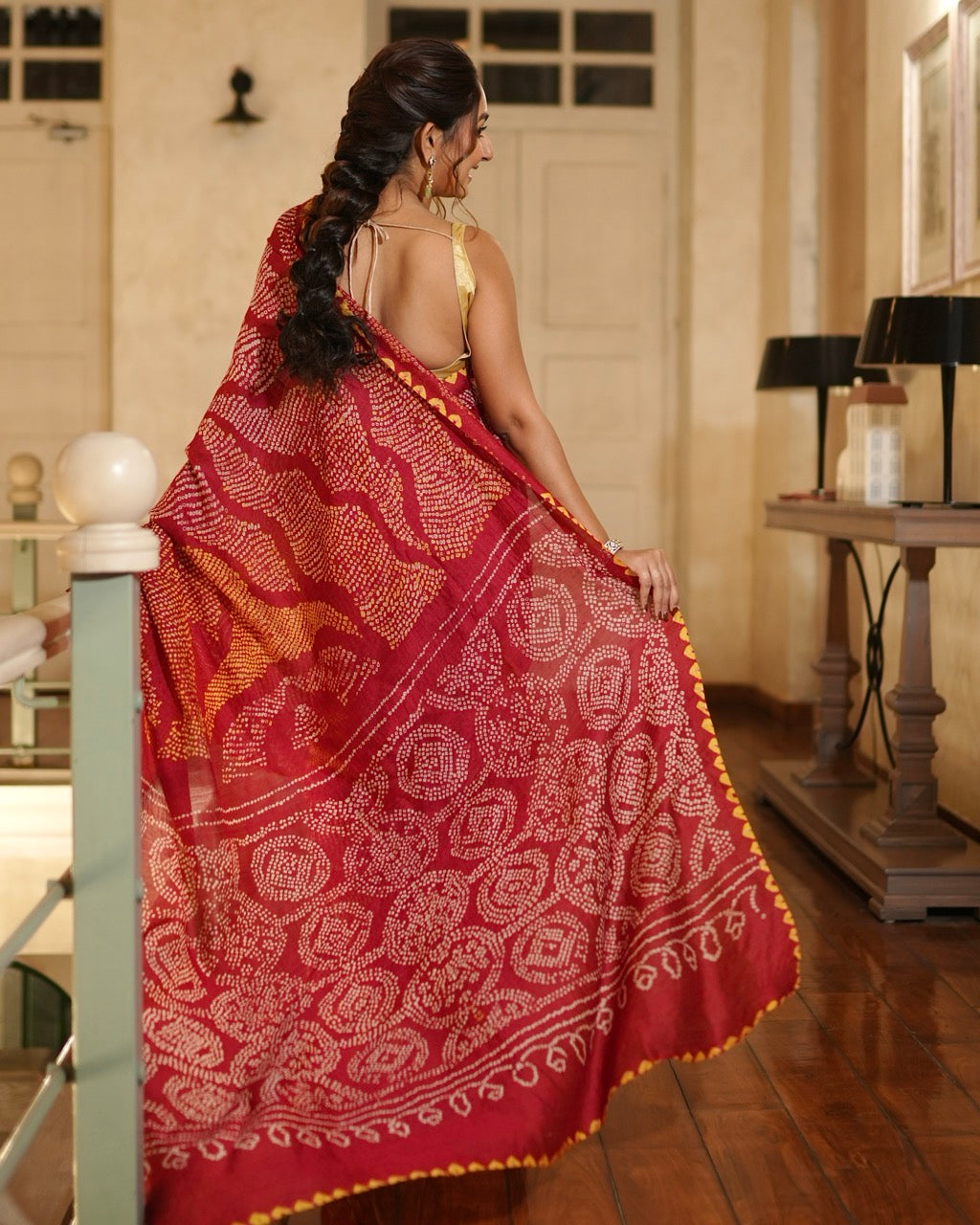 raktima-deep-red-munga-silk-bandhani-saree