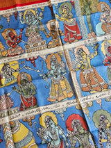 Indian Mythological Handloom Kanchi Pattu Kalamkari Dupatta