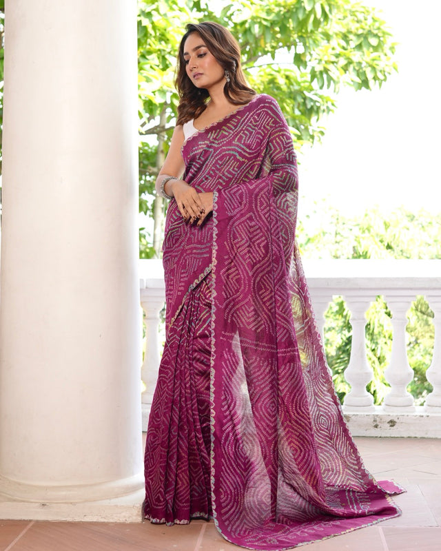 rangdeep-crimson-munga-silk-bandhani-saree-with-multicoloured-bandhani