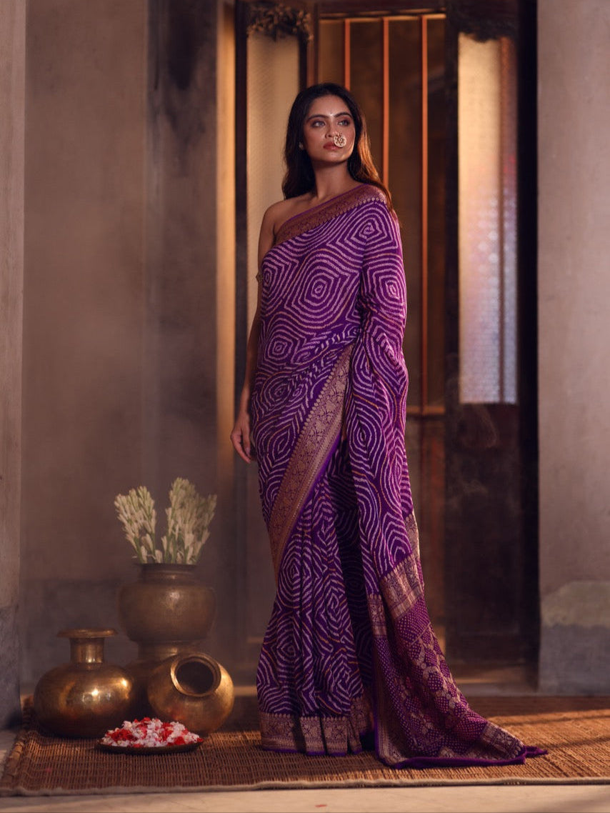 rangmayi-vibrant-purple-violet-handloom-pure-banarasi-georgette-bandhani-saree