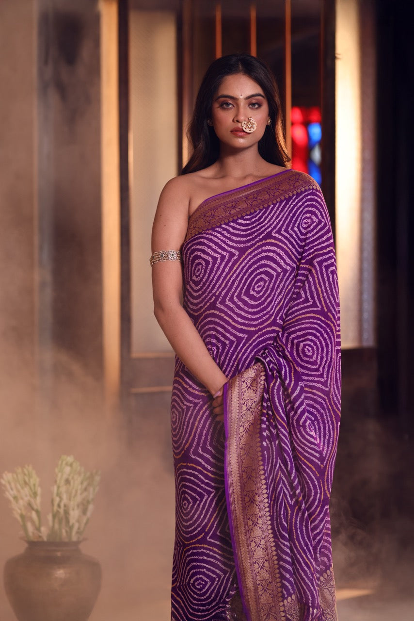 rangmayi-vibrant-purple-violet-handloom-pure-banarasi-georgette-bandhani-saree