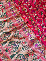 Rani Pink Banarsi Georgette Meenakari Bandhani Dupatta