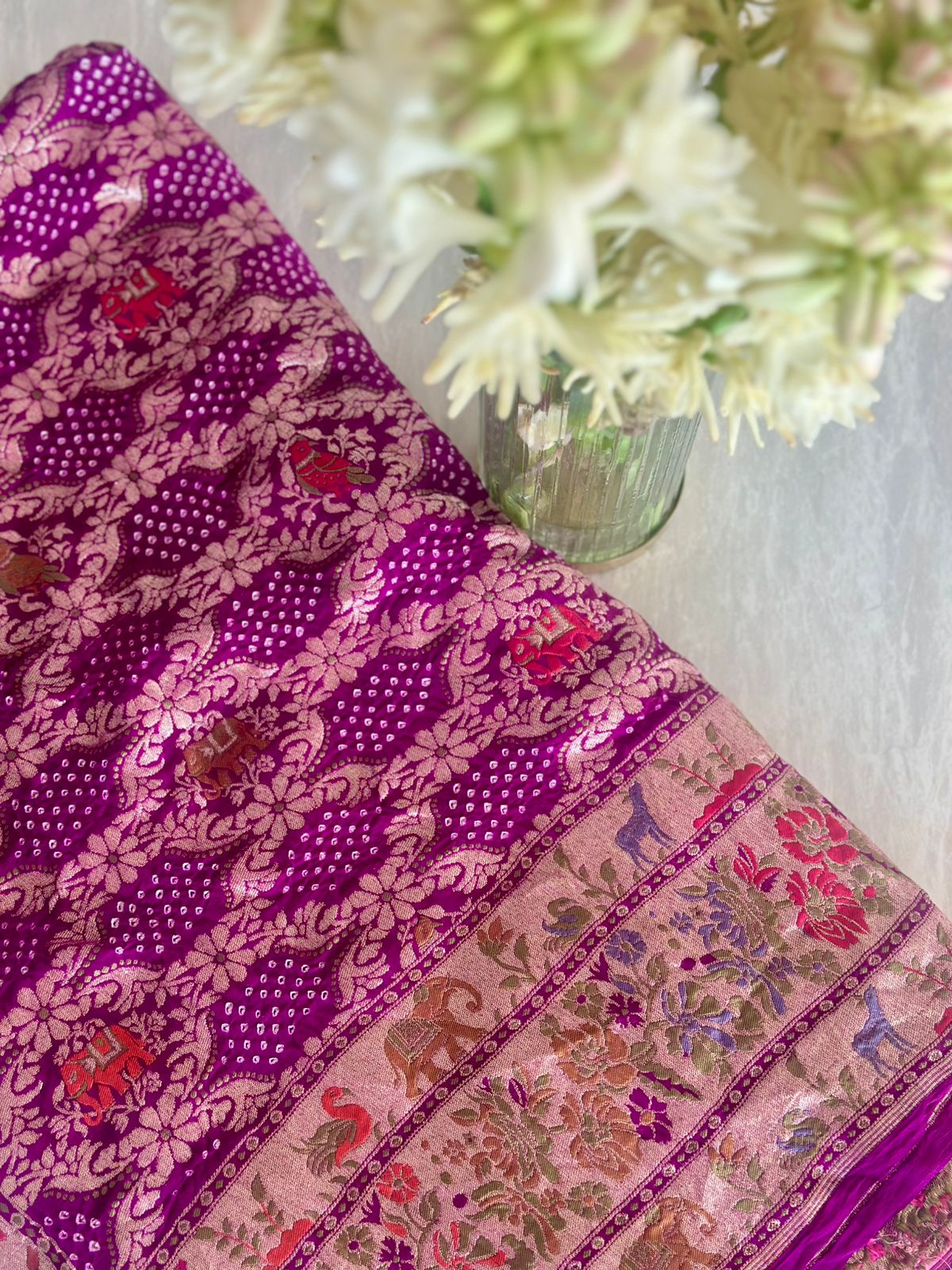 rani-pink-banarsi-georgette-meenakari-bandhani-dupatta-purple
