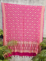 Rani Pink Pure Banarsi Georgette Neemzari Bandhani Dupatta