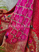 Red Banarasi Georgette Meenakari Bandhani Lehenga Set