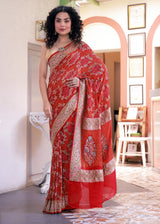 Super Exclusive Handloom Banarsi Georgette Bandhani Saree