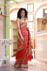 Super Exclusive Handloom Banarsi Georgette Bandhani Saree