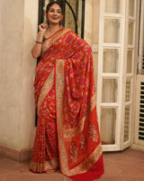 red-banarasi-georgette-meenakari-bandhani-saree