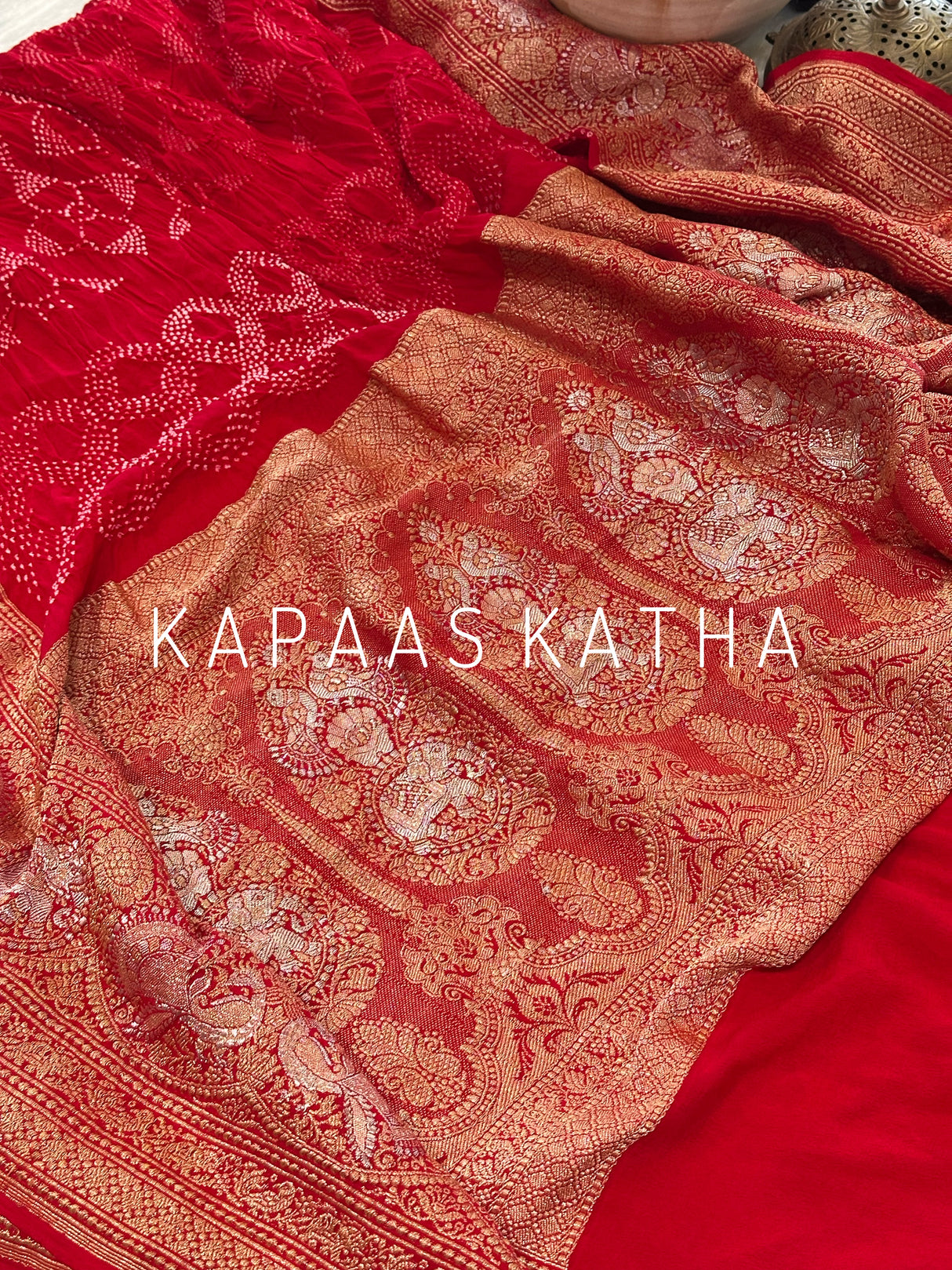 red-bandhani-saree-border-pallu-craftsmanship