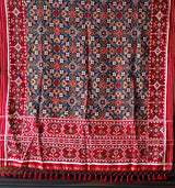 Blue and Red Paan Bhaat Pure Silk Double Ikat/Patan Patola Dupatta