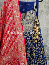 red-blue-pure-banarsi-georgette-bandhani-lehenga