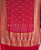 Red Exquisite Handloom Banarasi Georgette Bandhani Saree