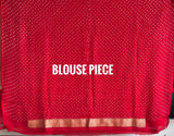Red Exquisite Handloom Banarasi Georgette Bandhani Saree