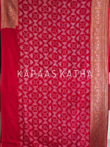 Red Exquisite Handloom Banarasi Georgette Bandhani Saree