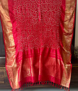 Red Kanjivaram Silk Floral Bandhani Dupatta