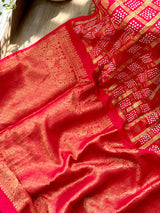 Red Kanjivaram Silk Bandhani Saree