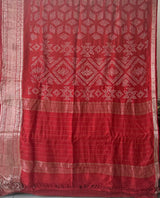 Red Handloom Mangalagiri Cotton Silk Bandhani Saree