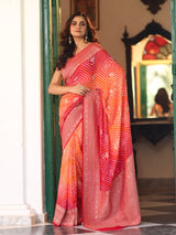 red-orange-banarasi-georgette-rai-bandhani-saree