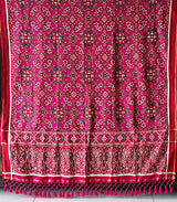 Red and Pink Navratna Pure Silk Double Ikat/Patan Patola Dupatta