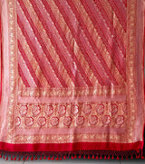 Handloom Pure Banarasi Soft Silk Sona Roopa Bandhani Saree in Red Colour