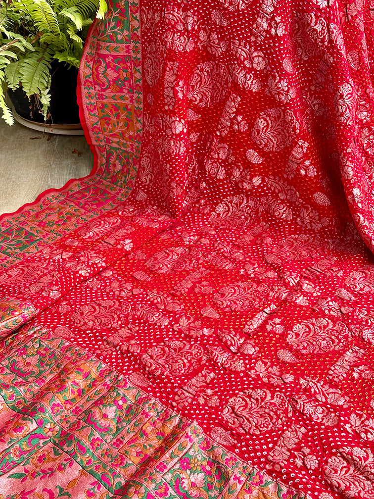 red-pure-banarsi-georgette-bandhani-dupatta