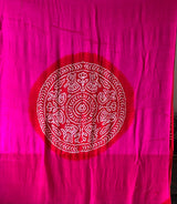 Rani Pink and Red Circle Theme Pure Gajji Silk Bandhani Saree