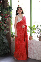 Red Kanjivaram Silk Bandhani Saree