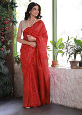 Red Kanjivaram Silk Bandhani Saree