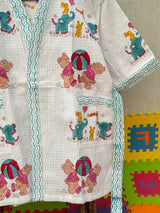 popular cotton waffle bathrobes for kids teddy bear elephant design available in bulk for resellers worldwide