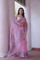 Rooh Gulabi - Handloom Muslin Silk Saree with Jamdani weaving