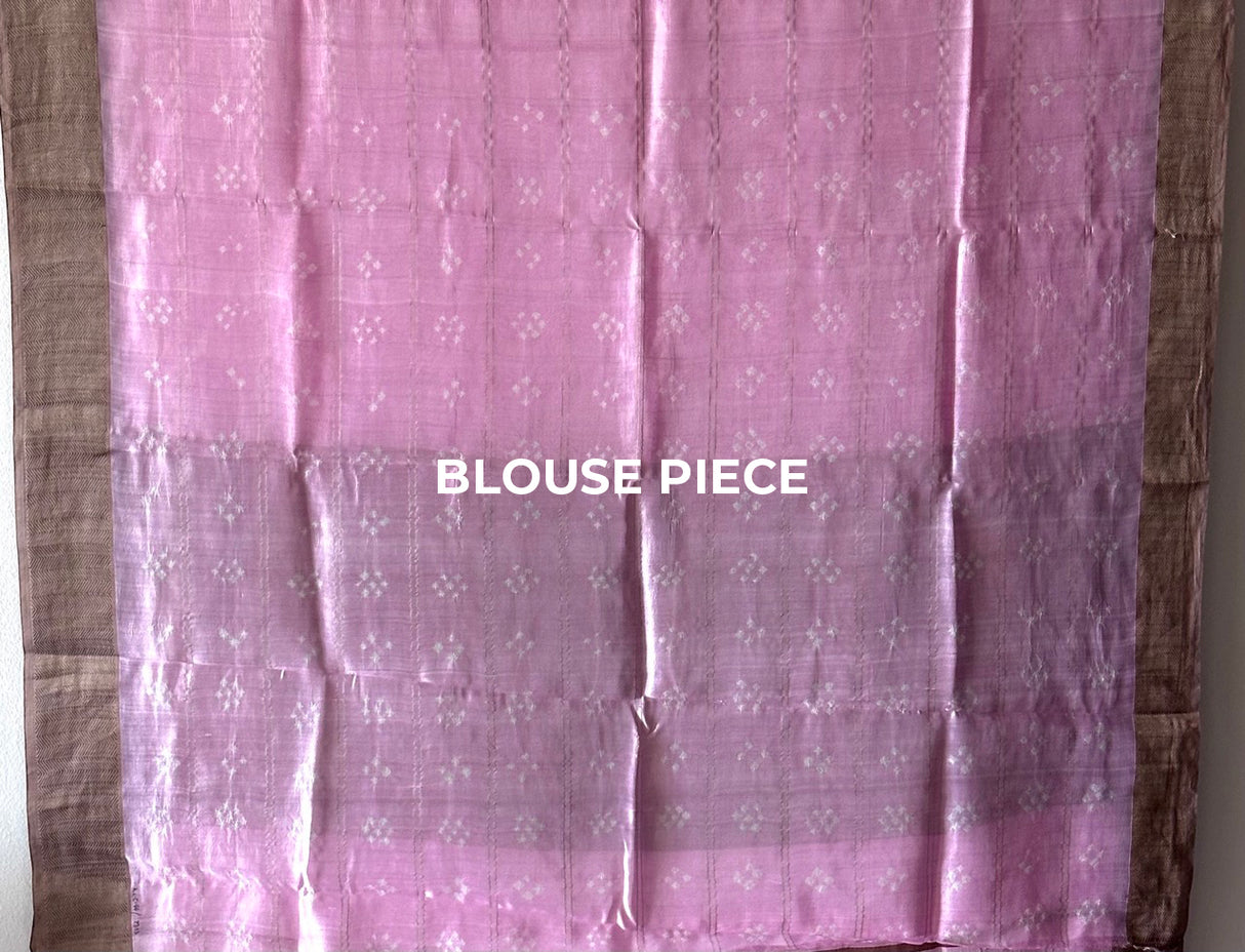 Rosewood Checks Chanderi Silk Bandhani Saree