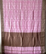 Rosewood Checks Chanderi Silk Bandhani Saree