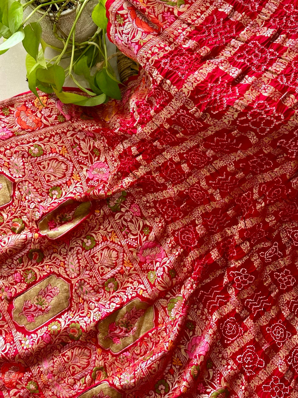 red bandhani dupatta dress Buy White Anarkali Gown with Red Bandhani Dupatta, Embroidered Ethnic Wear, Full Length Dress (in, Alpha, M, Regular) at Amazon.in