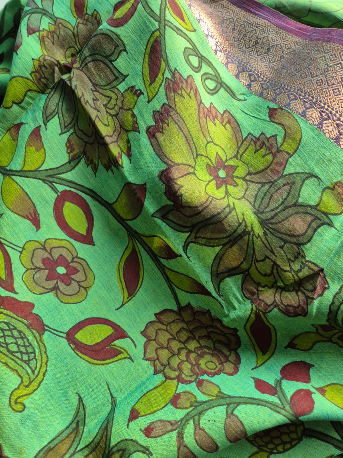 Rustica Bloom Cotton Kalamkari Saree