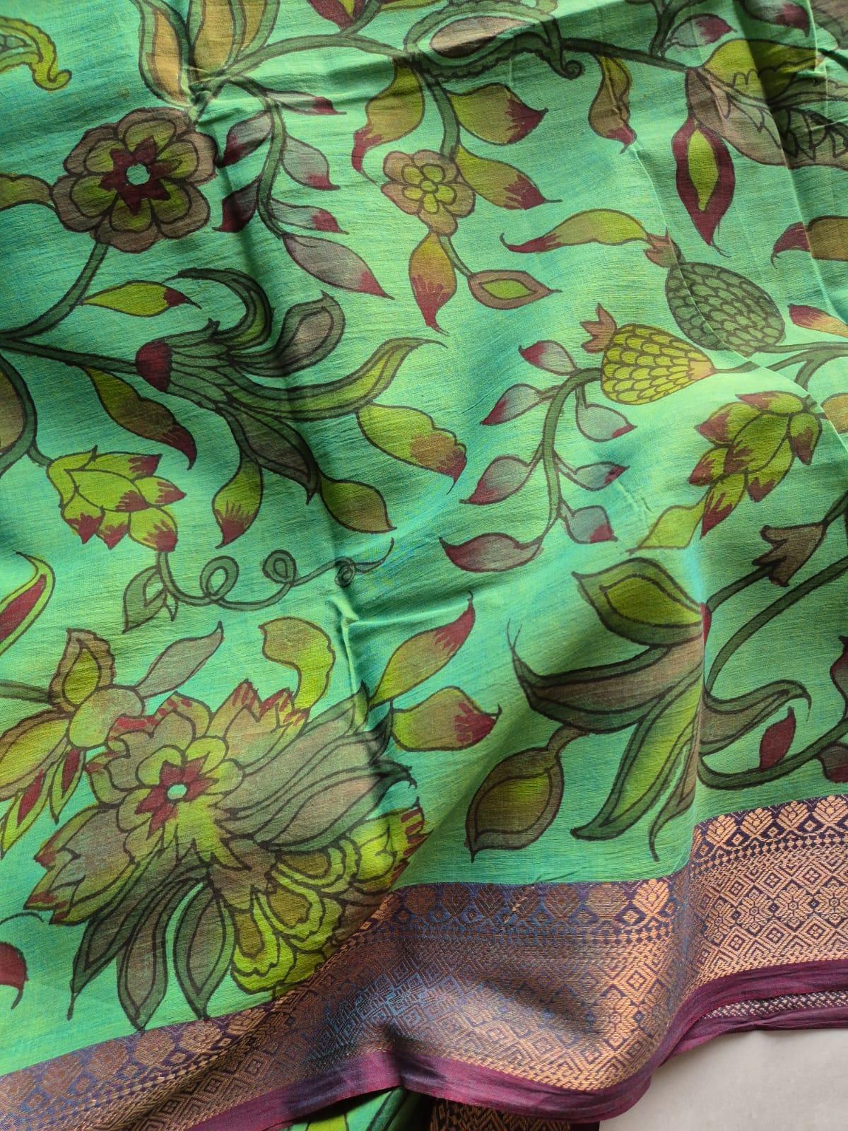 Rustica Bloom Cotton Kalamkari Saree