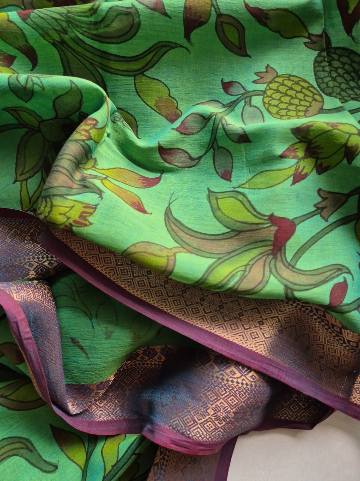 Rustica Bloom Cotton Kalamkari Saree