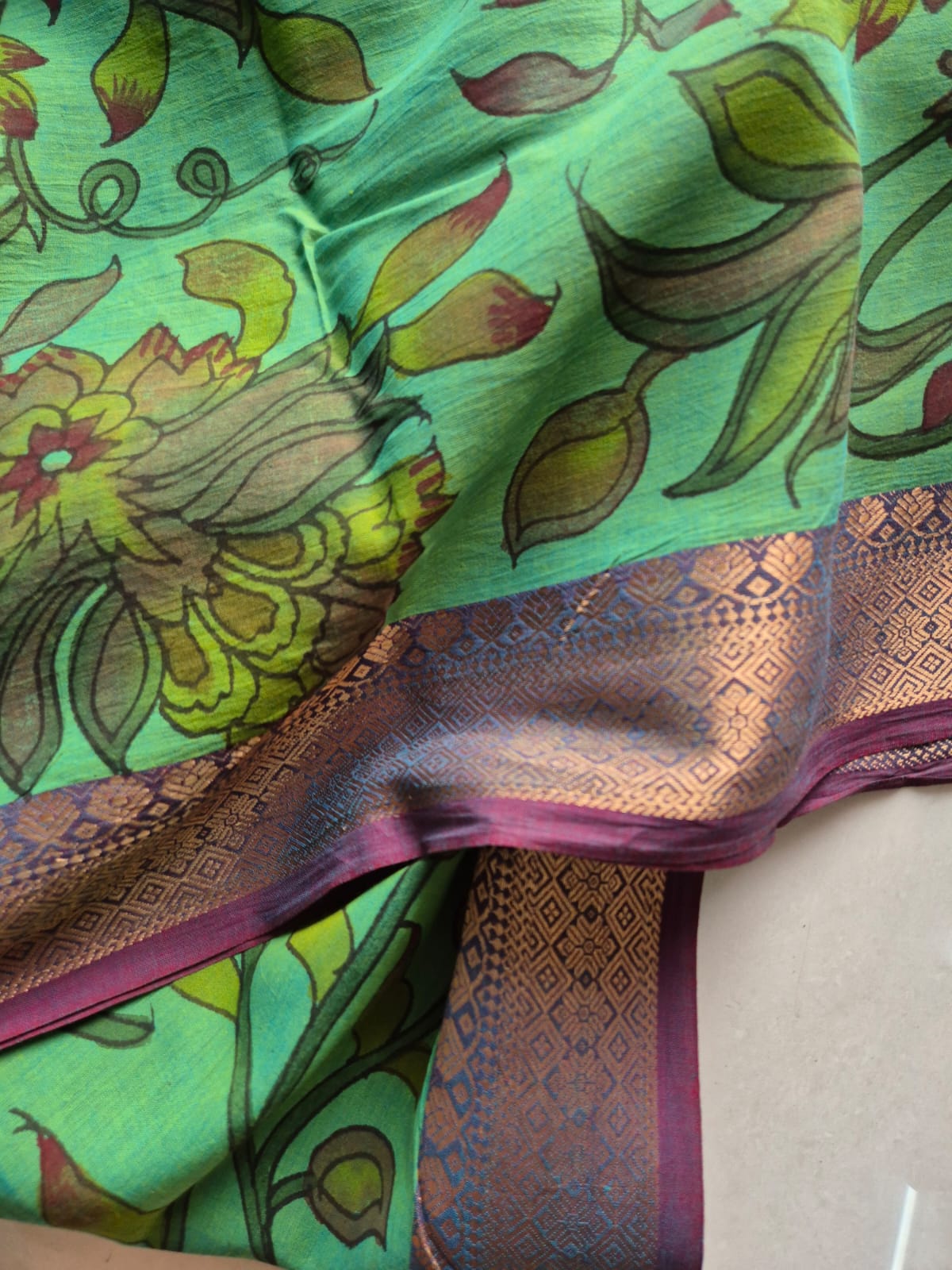 Rustica Bloom Cotton Kalamkari Saree