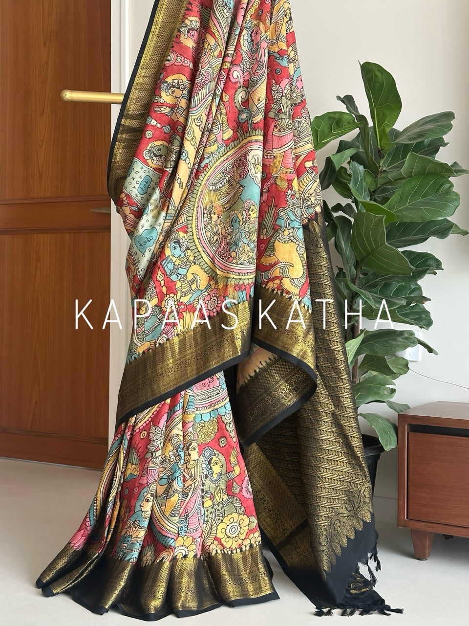 sacred-artistry-pure-kanjivaram-silk-kalamkari-saree