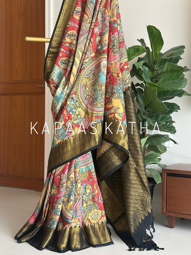 sacred-artistry-pure-kanjivaram-silk-kalamkari-saree