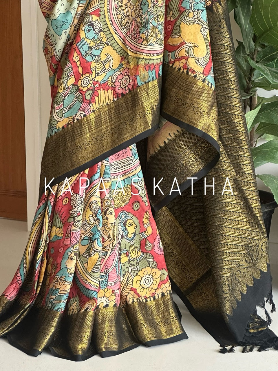 sacred-artistry-pure-kanjivaram-silk-kalamkari-saree