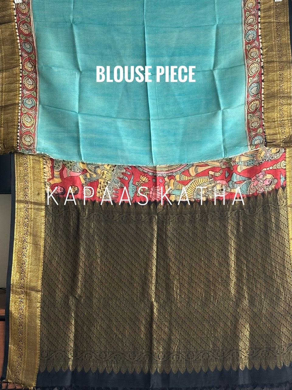 Sacred Artistry Pure Kanjivaram Silk Kalamkari Saree