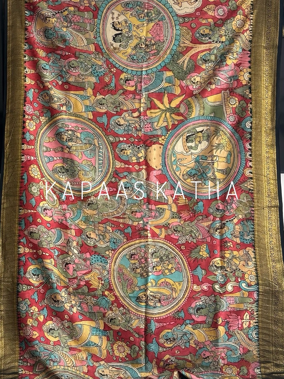 sacred-artistry-pure-kanjivaram-silk-kalamkari-saree