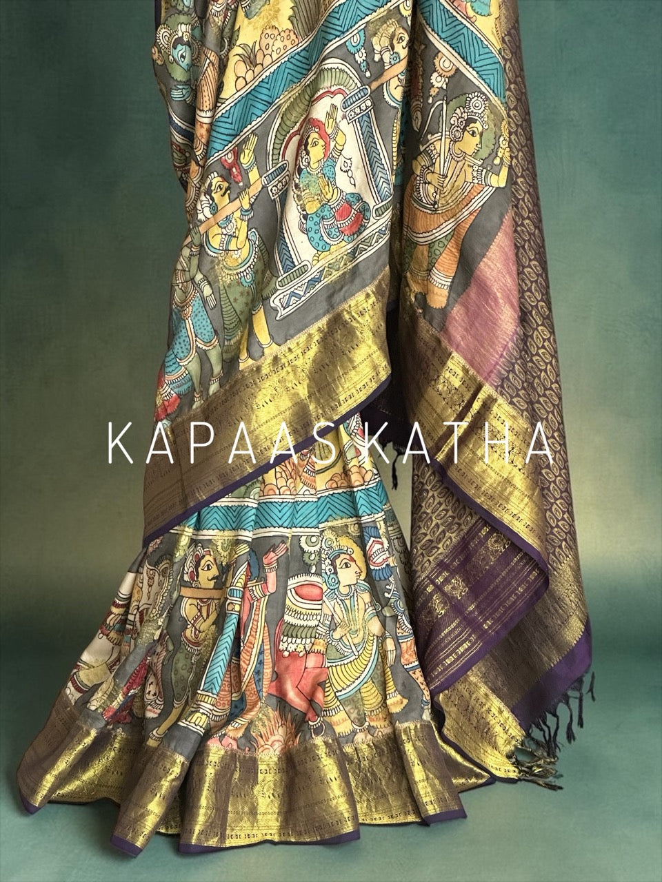 sacred-artistry-pure-kanjivaram-silk-kalamkari-saree