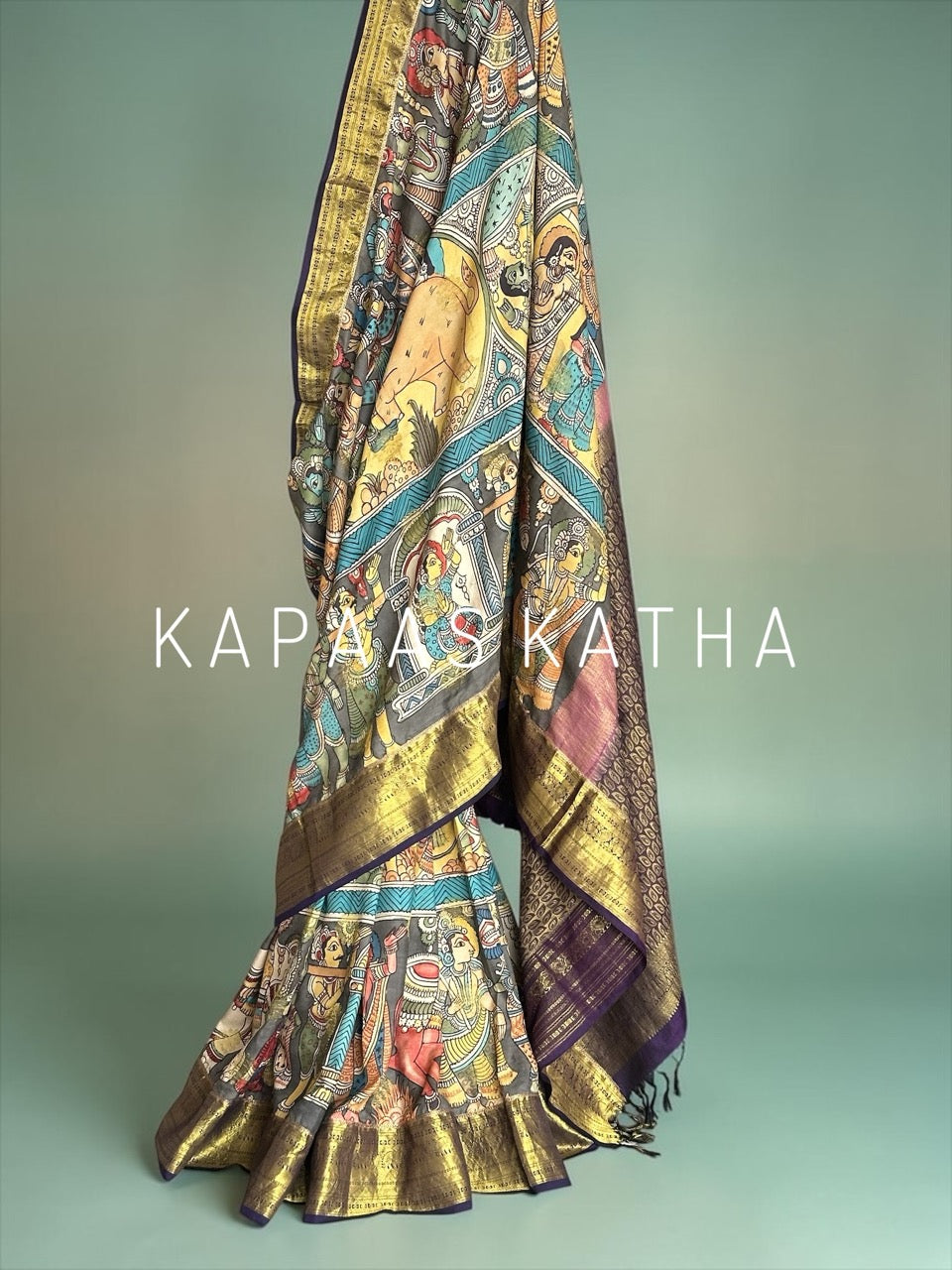 sacred-artistry-pure-kanjivaram-silk-kalamkari-saree