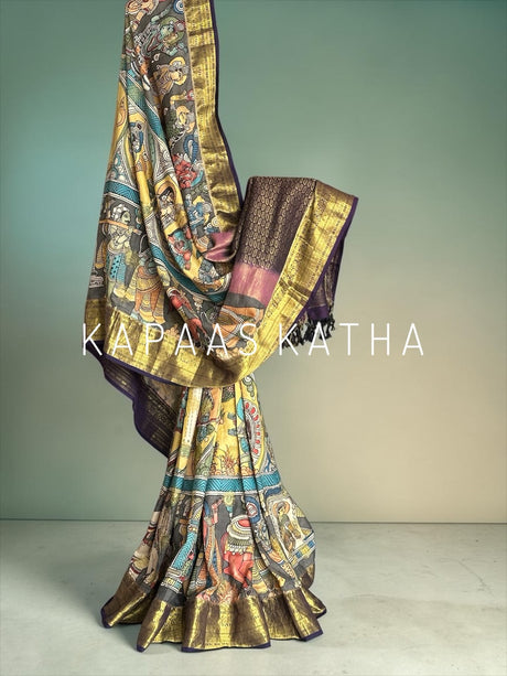 sacred-artistry-pure-kanjivaram-silk-kalamkari-saree
